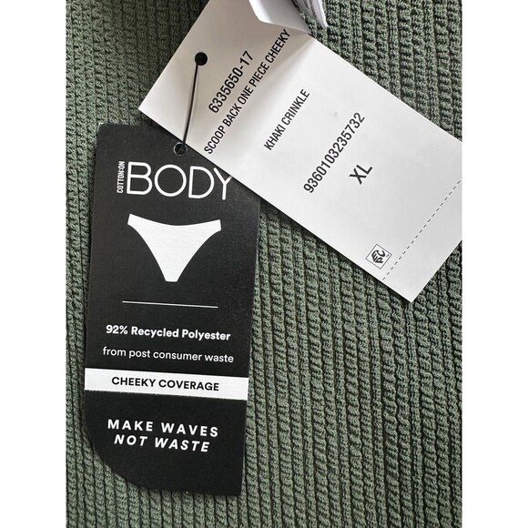 COTTON ON Women's Scoop-Back Cheeky coverage One-Piece Swimsuit Olive Green XL - Picture 5 of 5